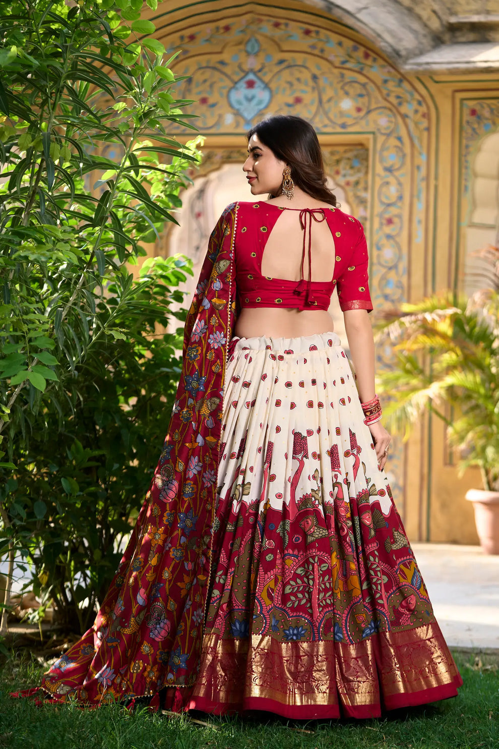 Tussar Silk Kalamkari Printed Lehenga Choli