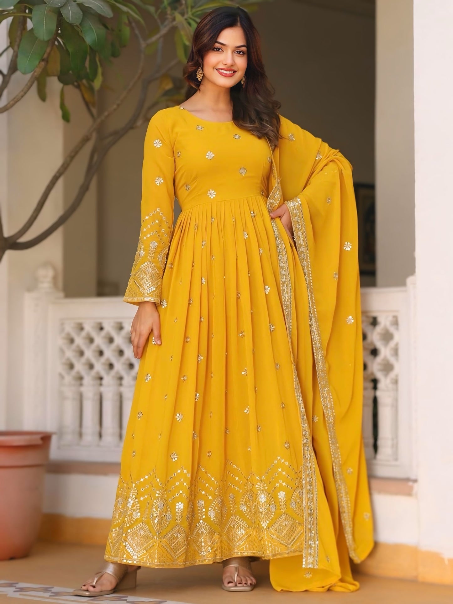 Georegtte Premium Quality Embroidered Anarkali Dress