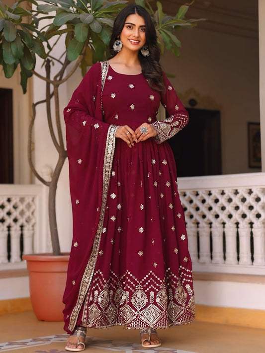 Georegtte Premium Quality Embroidered Anarkali Dress