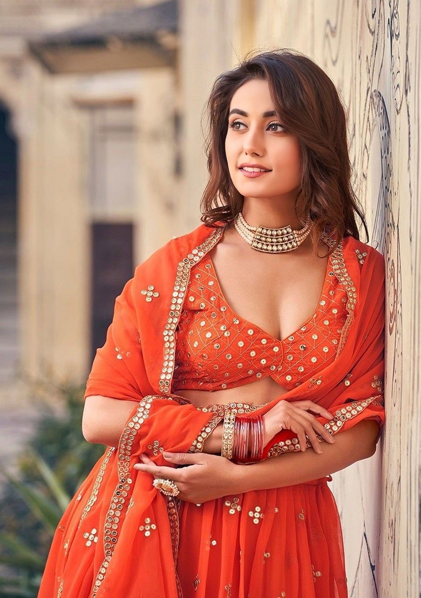 Sequins Embroidered Georgette Flared Style Lehenga Choli