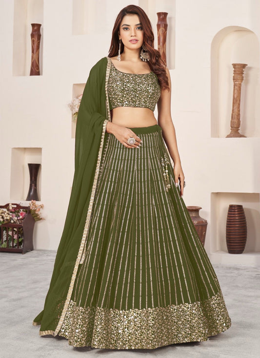 Georgette Lehenga Choli With Zari And Sequins