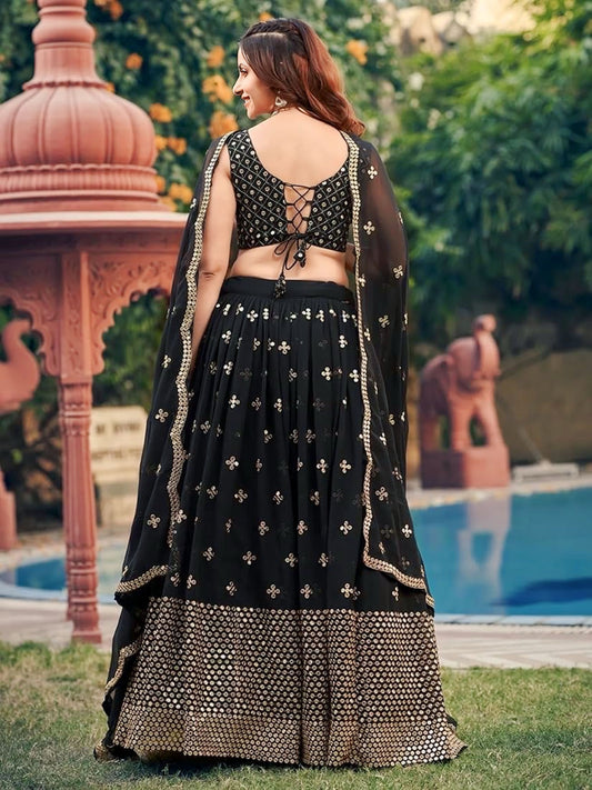 Sequins Embroidered Georgette Flared Style Lehenga Choli