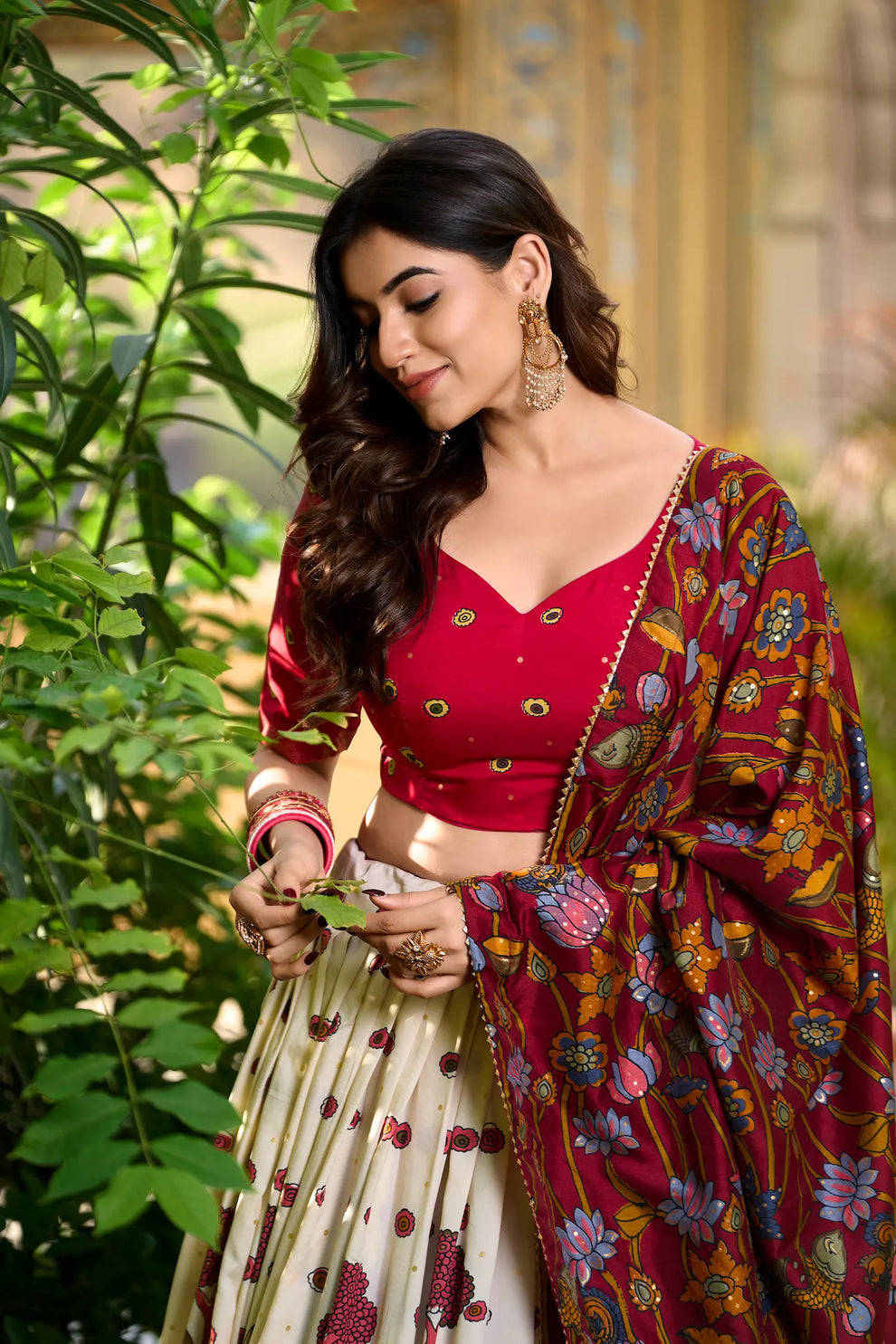 Tussar Silk Kalamkari Printed Lehenga Choli