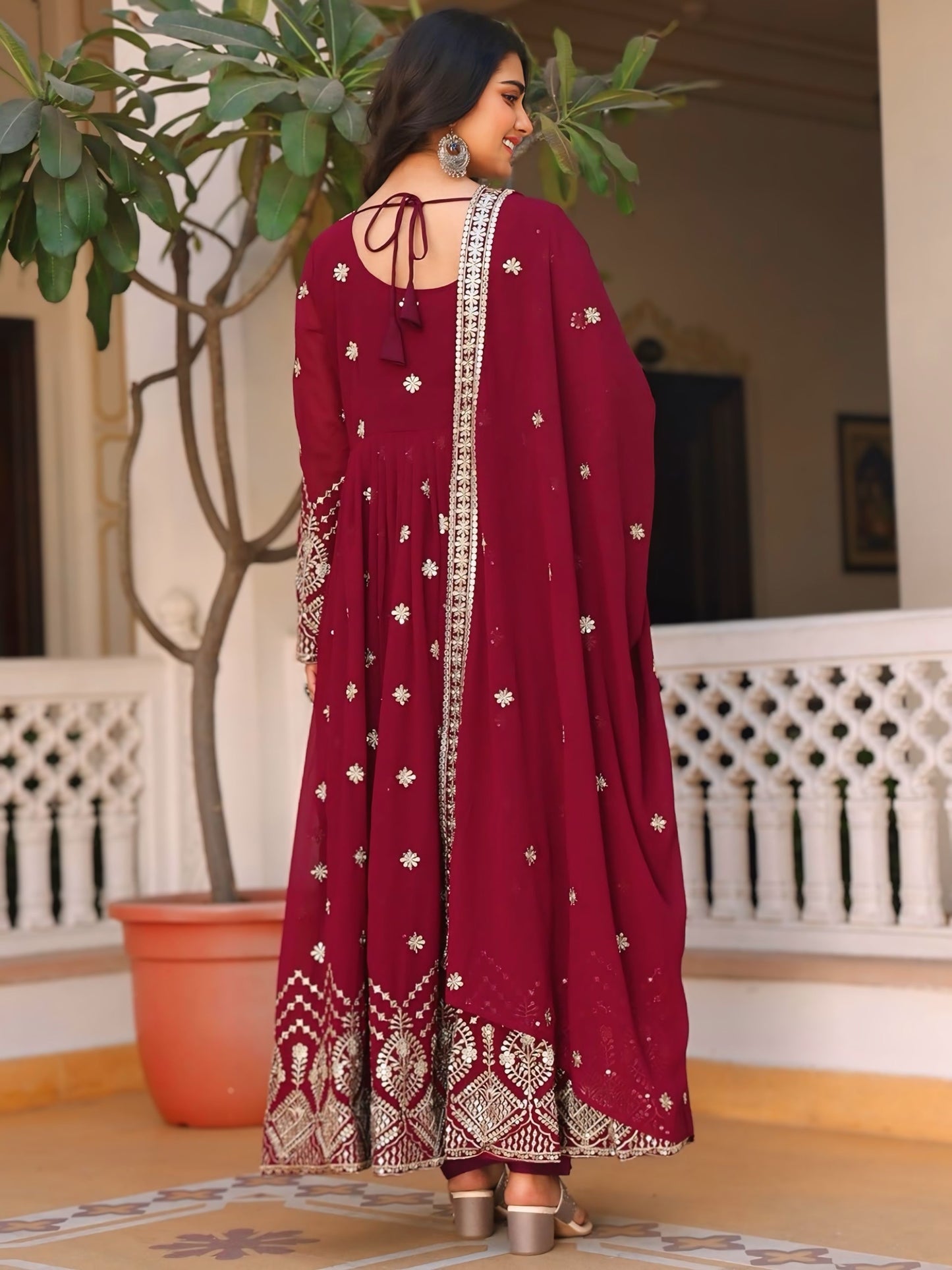 Georegtte Premium Quality Embroidered Anarkali Dress
