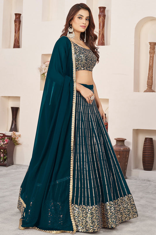 Georgette Lehenga Choli With Zari And Sequins