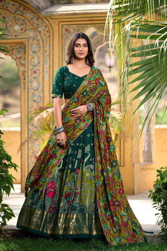 Tussar Silk Kalamkari Printed Lehenga Choli