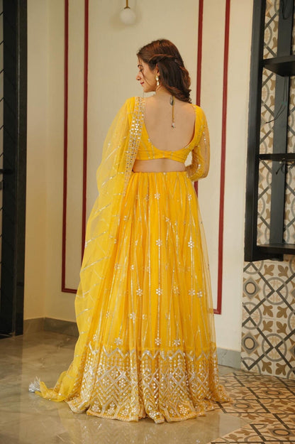 Yellow Premium Net Lehenga Choli Set