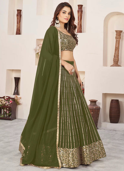 Georgette Lehenga Choli With Zari And Sequins