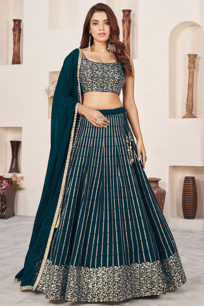 Georgette Lehenga Choli With Zari And Sequins