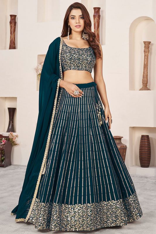 Georgette Lehenga Choli With Zari And Sequins