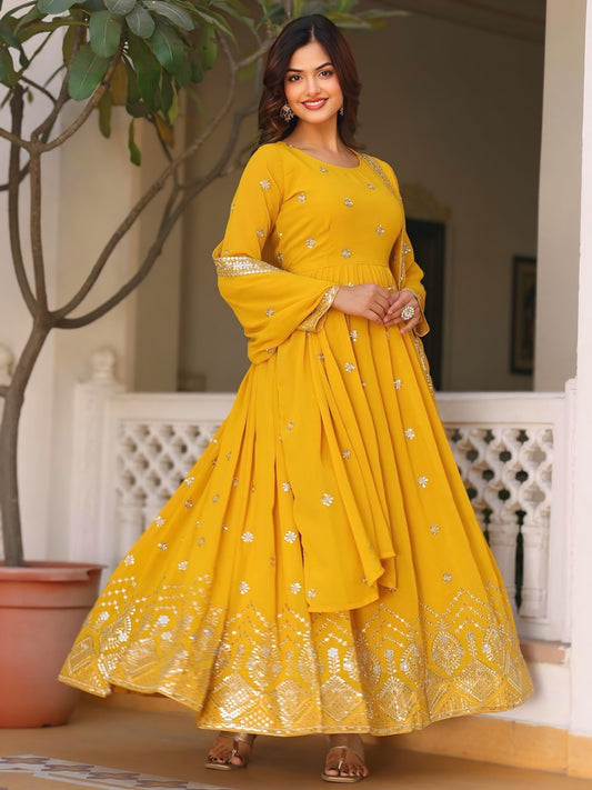 Georegtte Premium Quality Embroidered Anarkali Dress