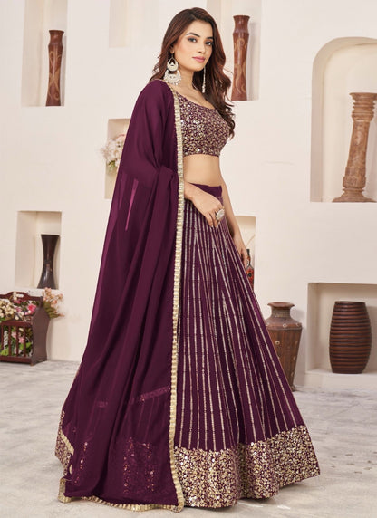 Georgette Lehenga Choli With Zari And Sequins